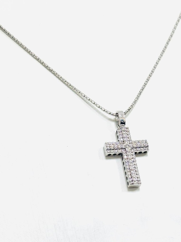 Κολιέ με μενταγιόν - 18 καράτια Λευκός χρυσός -  1.25ct. tw. Διαμάντι (Φυσικό)  - Κατασκευασμένο στην Ιταλία #1.0