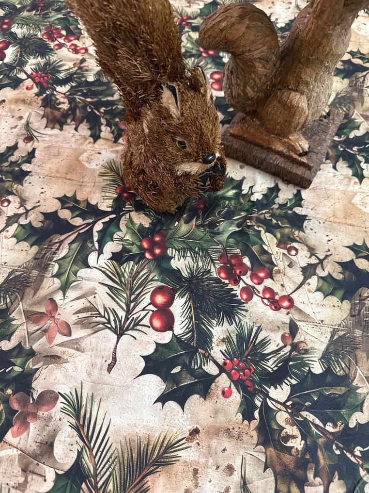 san Leucio - Prestigious tablecloth with holly and berries in Victorian style. - Tablecloth - 250 cm - 160 cm #3.2