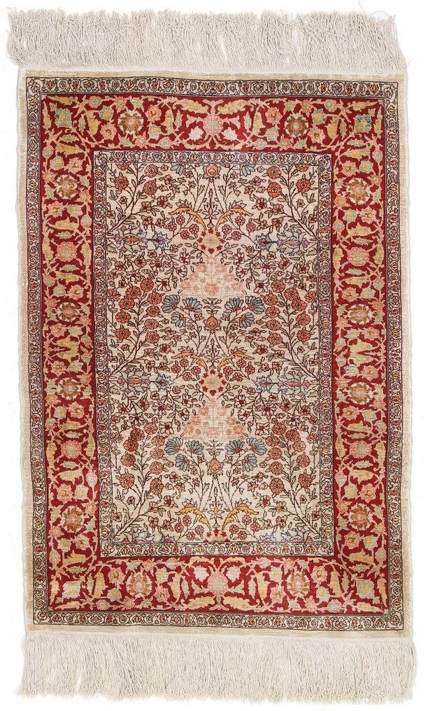 Silk Hereke Signed Carpet with Mehrab Design - Απόλυτη πολυτέλεια ~1 εκατομμύριο κόμβοι/τ.μ. - Χαλί - 95 cm - 65 cm #1.0