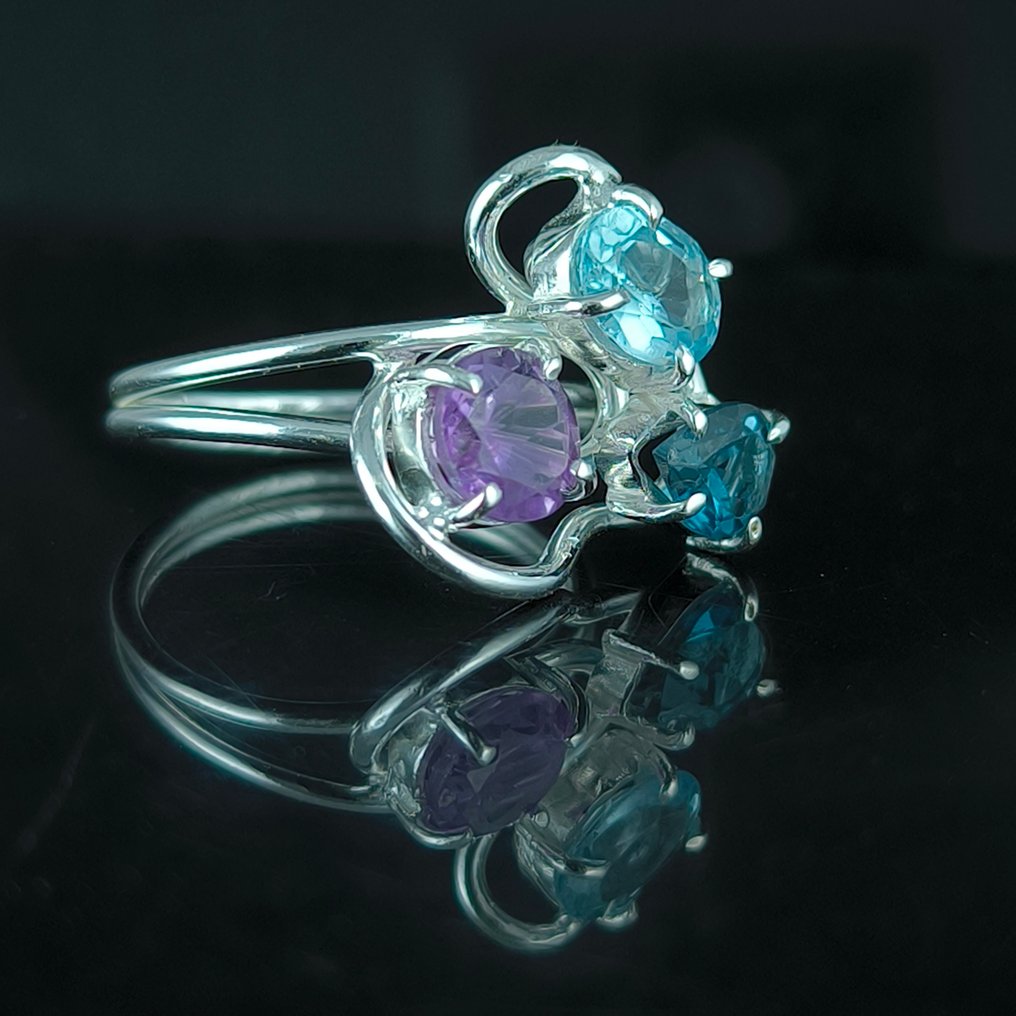 Akvamarin - Sølv - Amulet ring - London Topaz #2.1