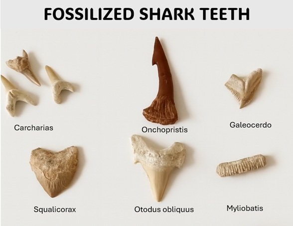 礼品盒：白垩纪爬行动物和鲨鱼的12块化石牙齿 - 牙齿化石 #3.2