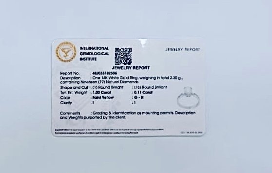 Nincs minimálár - Gyűrű - 14 kt. Fehér arany - 1.11ct. tw. Gyémánt (Természetes) - Gyémánt #2.1