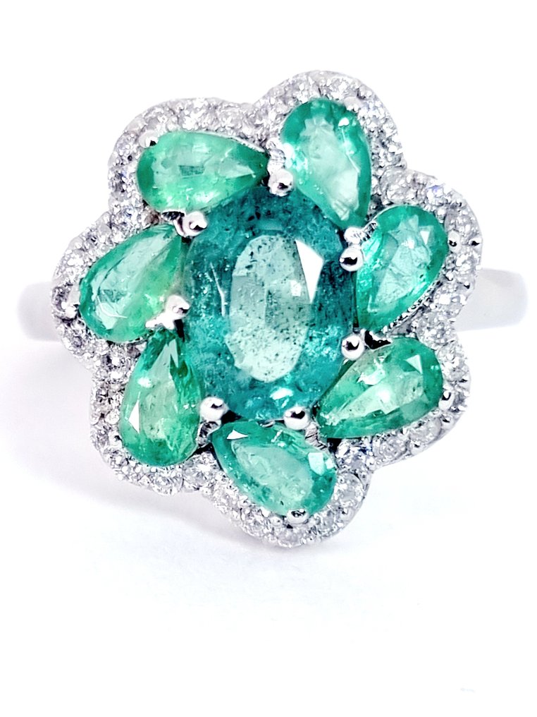 Δαχτυλίδι Πλατίνα Σμαράγδι - Διαμάντι #2.1