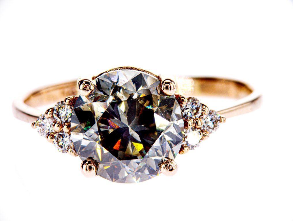 订婚戒指 - 14K包金 玫瑰金 -  4.24ct. tw. 钻石 (天然) - 钻石 #1.0