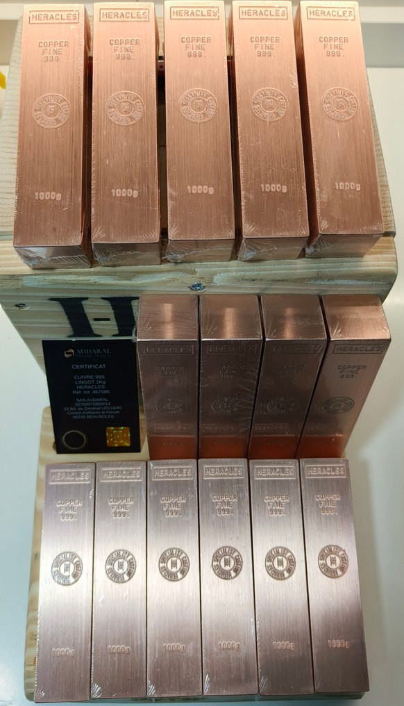 15 kilograms .999 - Copper - Fonderie Heracles - France - Selado e com certificado  (Sem preço de reserva) #1.0