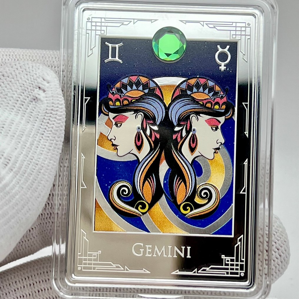 Niue. 3 Dollars 2025 – 2 oz Star Signs of the Zodiac – Gemini – Silver coin .999 – Proof Colorized – Limited #1.0