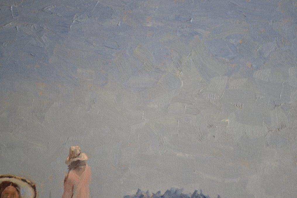 Chris van Dijk (1952) - Impressionist " Femme avec un grande chapeau " #4.3