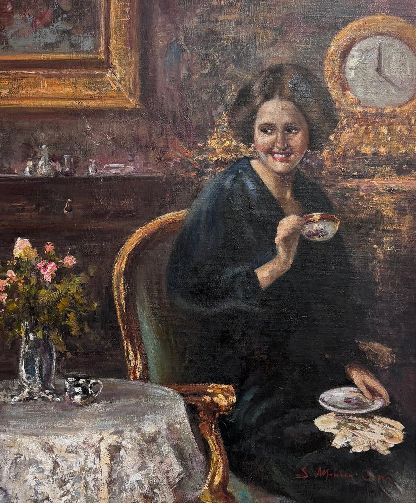Salvatore Maresca Serra (1956) - Donna con la tazzina di caffe’ #1.0