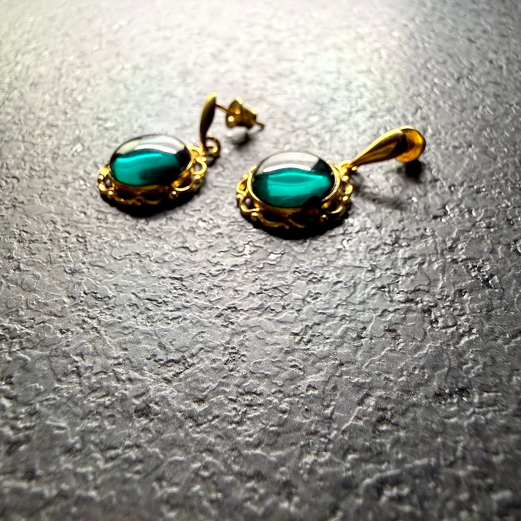 Naturlige baltiske ravøreringer i sterling sølv. - Rav - Succinite / fossilized pine tree resin #1.0