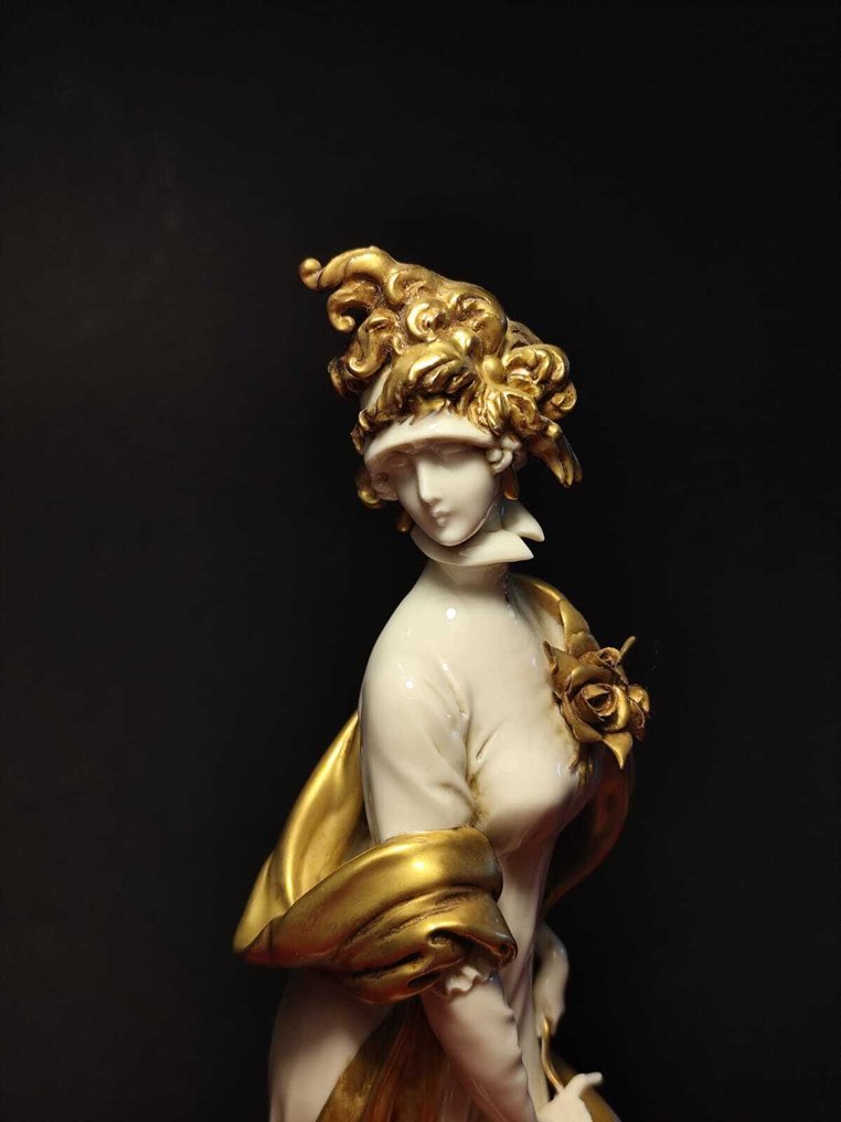 Giuseppe Cappè - 雕像 - Dama con levriero - 陶瓷 #3.2