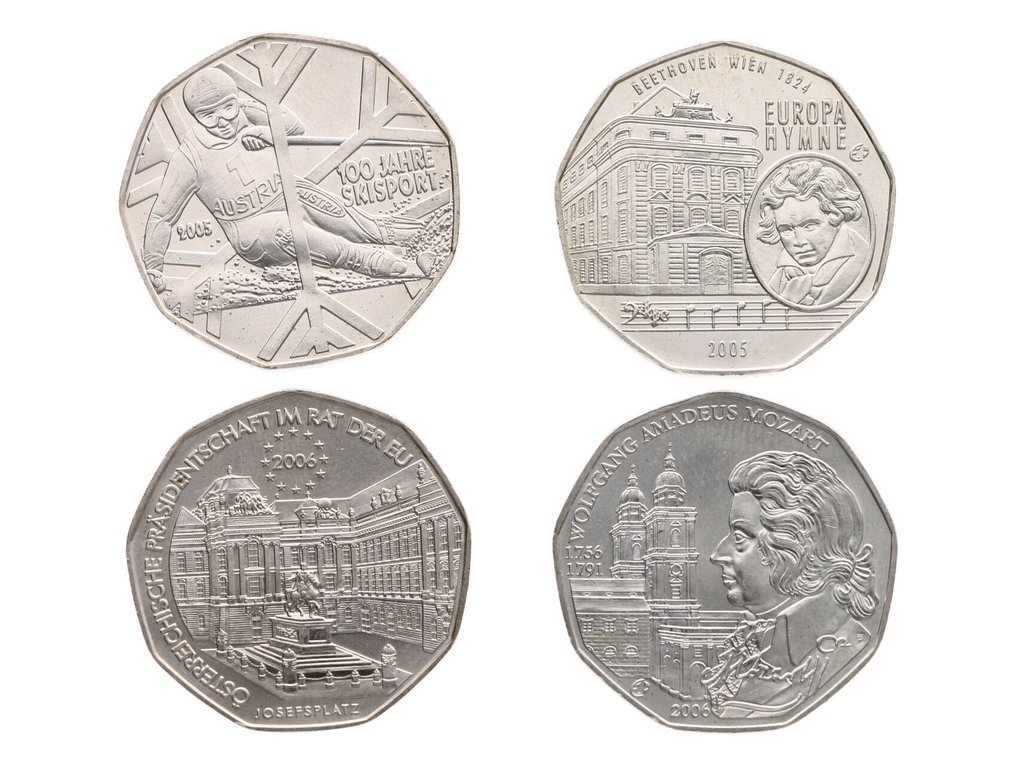 Autriche. 5 Euro 2002/2006 (8 coins) (Sans prix de réserve) #4.3