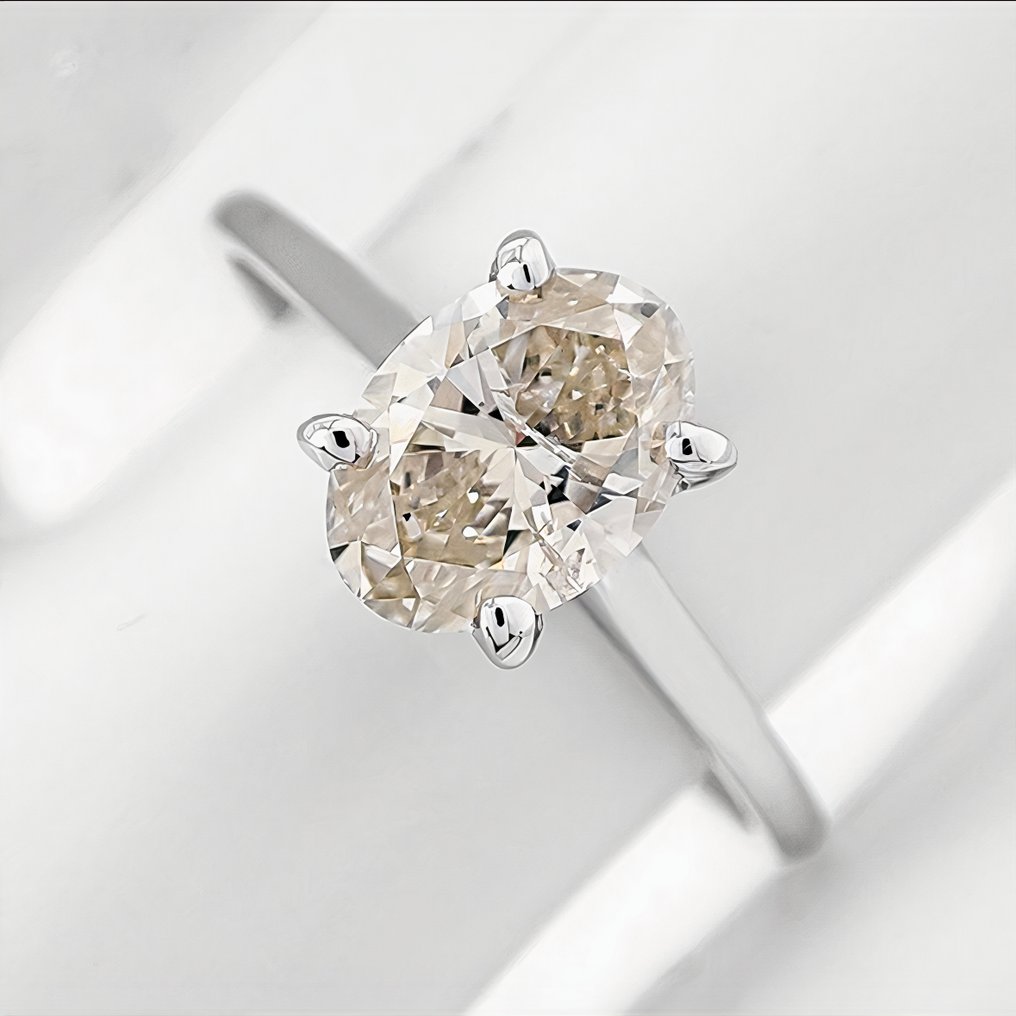 訂婚戒指 - 14 克拉 白金 -  1.01ct. tw. 鉆石 (天然) #1.0