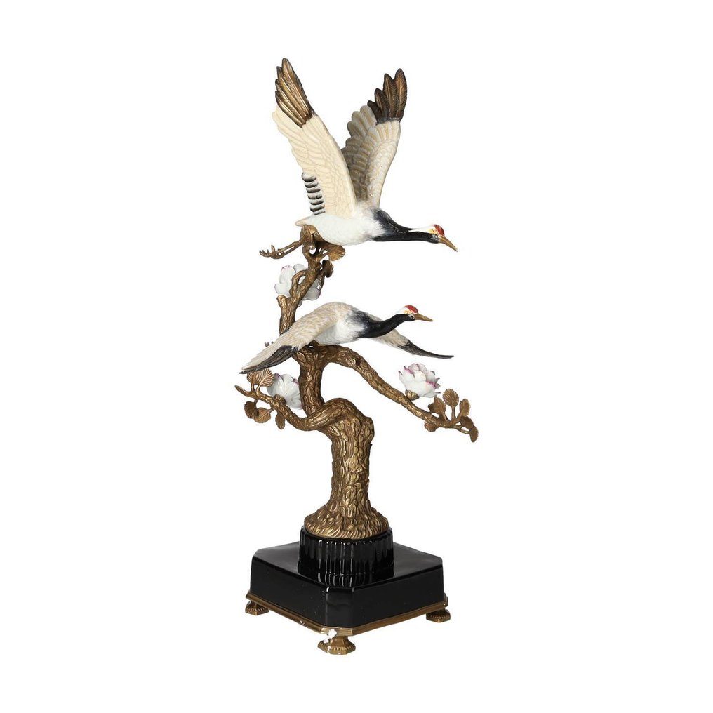 Γλυπτό, Flying crane birds - 61 cm - Πορσελάνη, Μπρούντζος #4.3