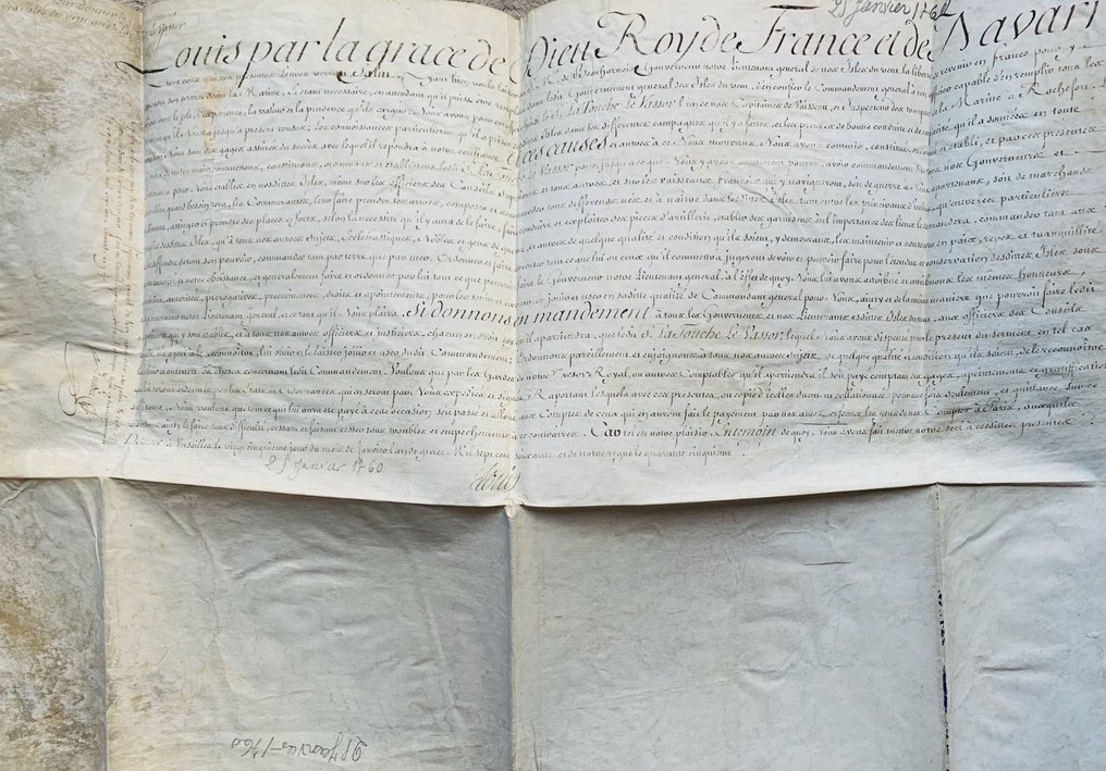 Louis XV - Louis XV confie commandement des Isles du Vent à Le Vassor de La Touche - 1760 #1.0