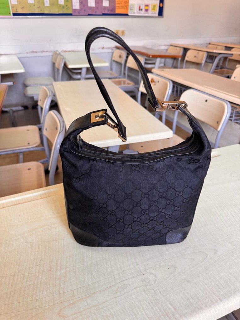 Gucci - Gucci Black GG Canvas and Patent Leather Shoulder Bag - Τσάντα ώμου #3.2