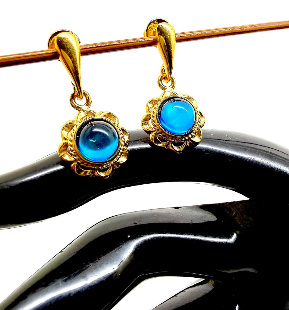 Luonnolliset Itämeren meripihkan korvakorut sterlinghopeaa kullattu - Meripihka - Succinite / fossilized pine tree resin #1.0