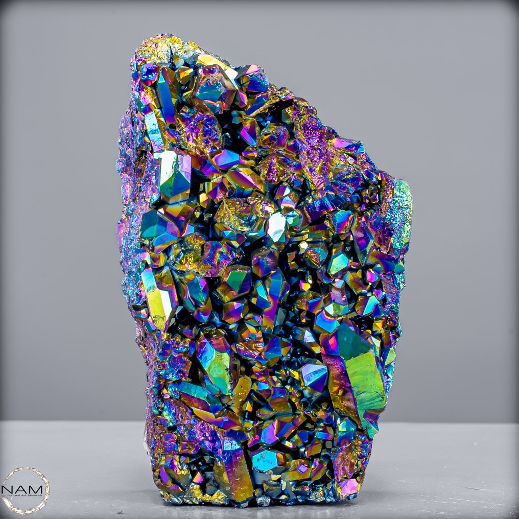 Natural aura amethyst druse from Uruguay A kaleidoscope of colors in the highest quality- 744.33 g #1.0