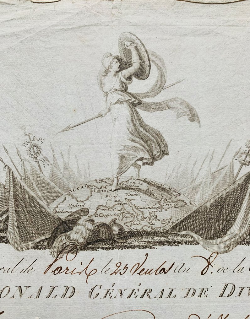 Maréchal Etienne Alexandre MacDonald - Pièce signée par le maréchal Macdonald, illustrée d’une superbe vignette signée Chabrier - 1800 #3.2