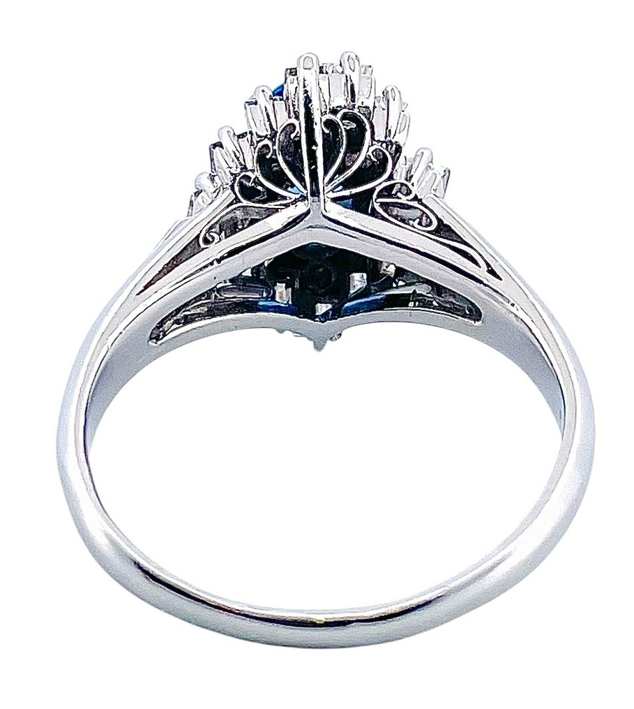 Bague - 18 carats Or blanc Saphir - Diamant #4.3