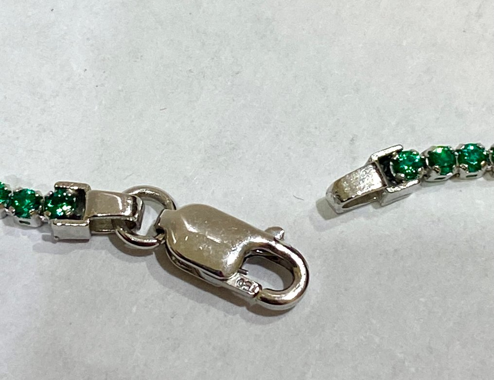 No Reserve Price - Tennis bracelet - 18 kt. White gold -  0,86ct. tw. Emerald #4.3