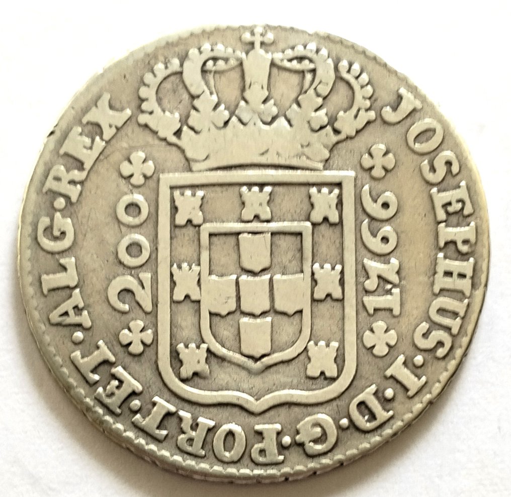 葡萄牙. D.  José I (1750-1777). 12 Vinténs (1/2 Cruzado) - 1766 - Escassa  (沒有保留價) #1.0