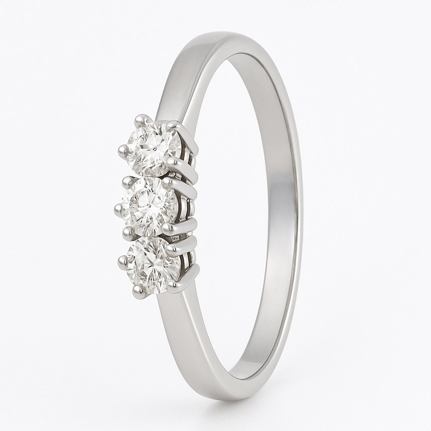 戒指 - 18K包金 白金 -  0.18ct. tw. 钻石 (天然)  #3.2