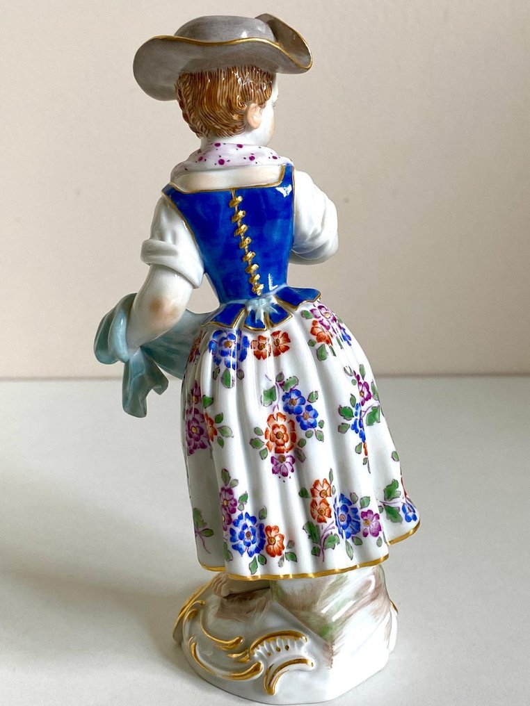 Meissen - Johann Joachim Kaendler - 小雕像, Meisje met fruit - 14 cm - 瓷器 #2.1