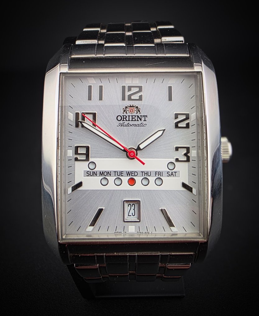 Orient - Automatic – Rare Rectangular Day Indicator – Silver Sunburst Dial – Men’s Watch – 2000s - No reserve price - FRAA-CO-CS/20C522 - Men - 2008 #1.0