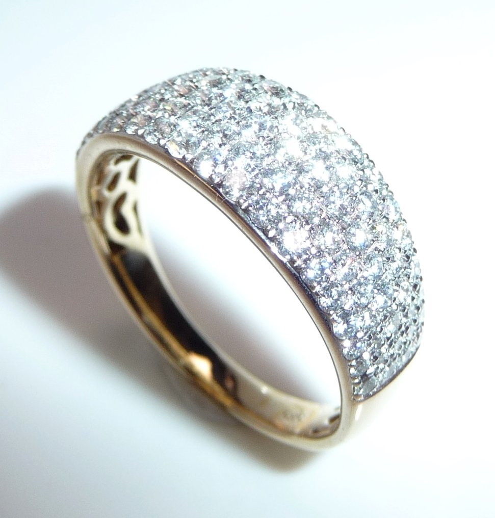 戒指 - 14K包金 白金 - 1.20ct. tw. 钻石 (天然) - 手工制作 #1.0