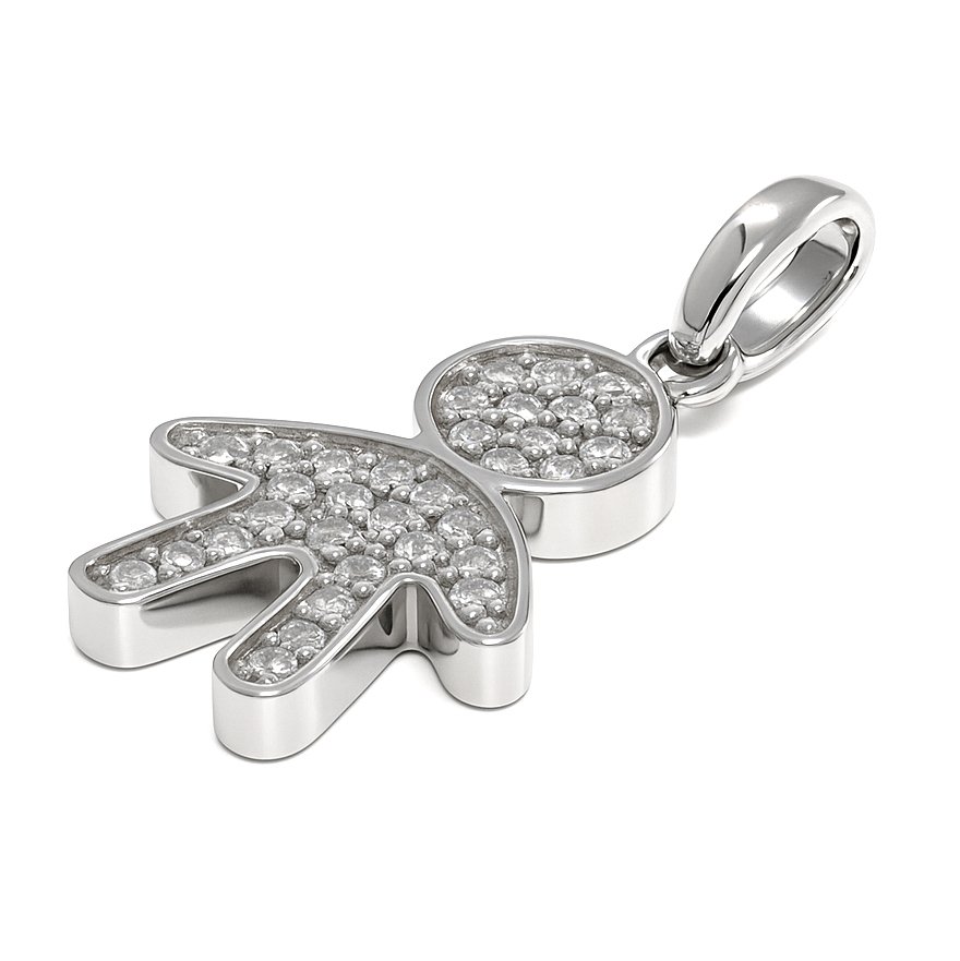 吊坠 - 18K包金 白金 - 0.19ct. tw. 钻石 (天然) #2.1