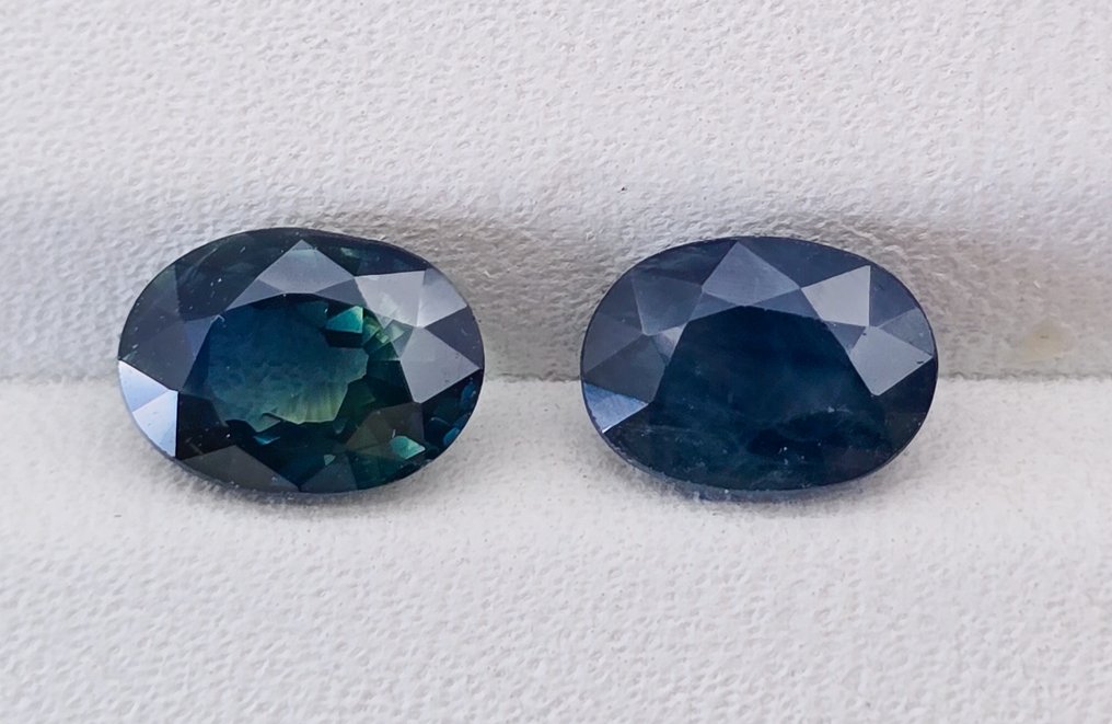 Ingen reservasjonspris - 2 pcs Blå, Grønn Safir - 3.23 ct - Internasjonal forening for fargede edelstener (ICA GemLab) - 2 stk Sappihire 3.23 #3.2