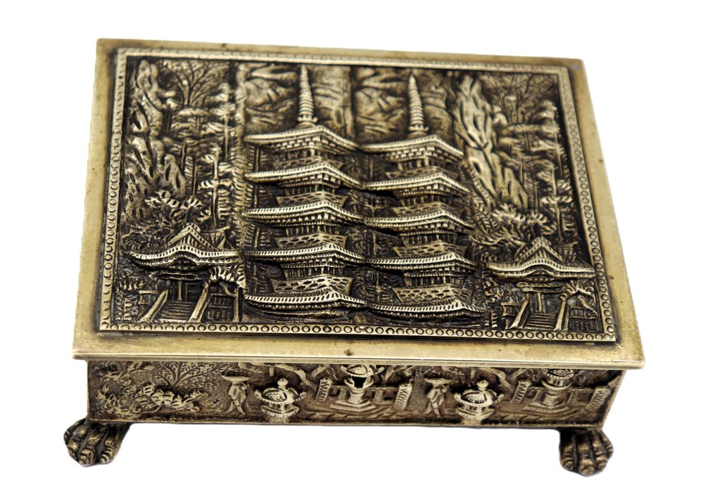 Smykkeskrin - Forgyldt bronze - kinesisk pagode #1.0