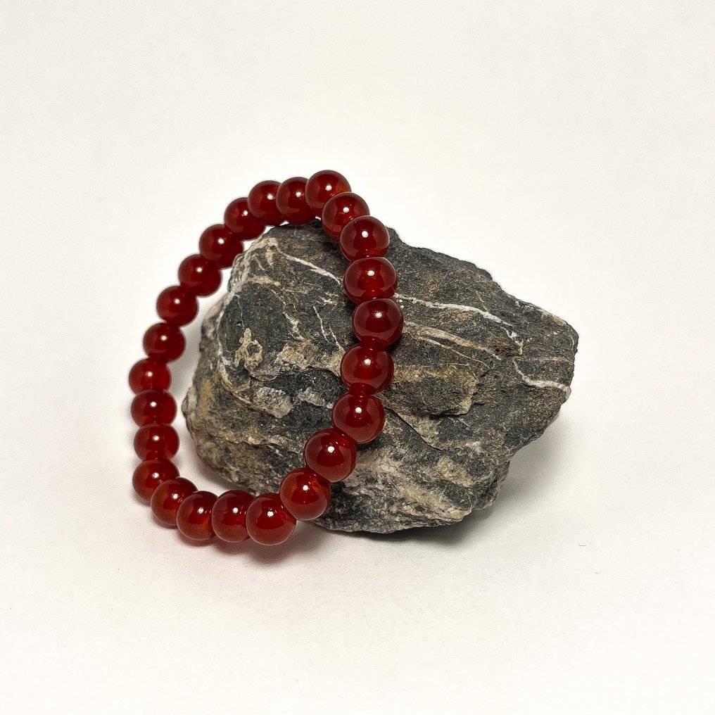 Natural stone bracelet made of red agate – 8 mm beads - Bead bracelet #3.2