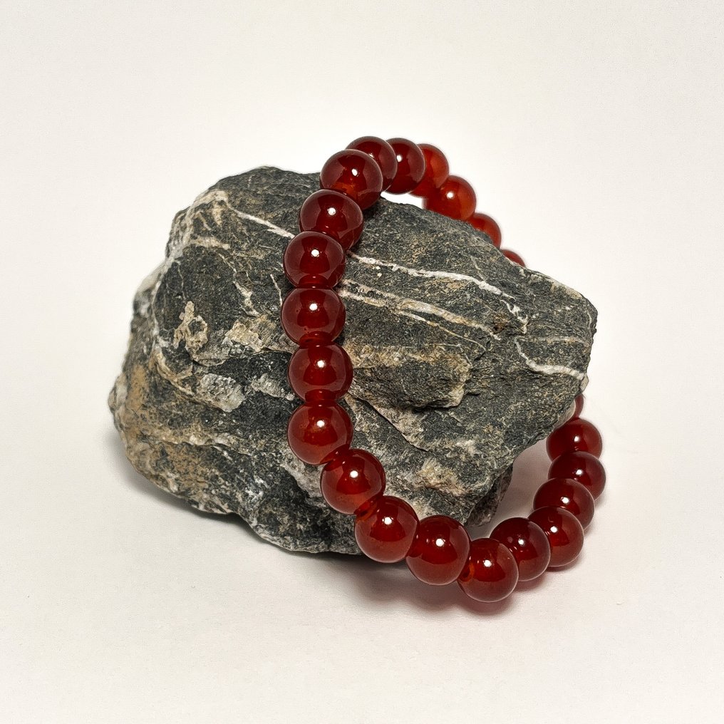 Natural stone bracelet made of red agate – 8 mm beads - Bead bracelet #2.1
