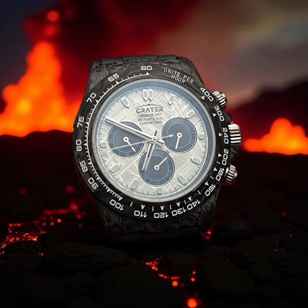 Orologio di lusso in meteorite di ferro. Movimento meccanico / Cassa in carbonio / Vetro in cristallo di zaffiro. - 75 g #4.3