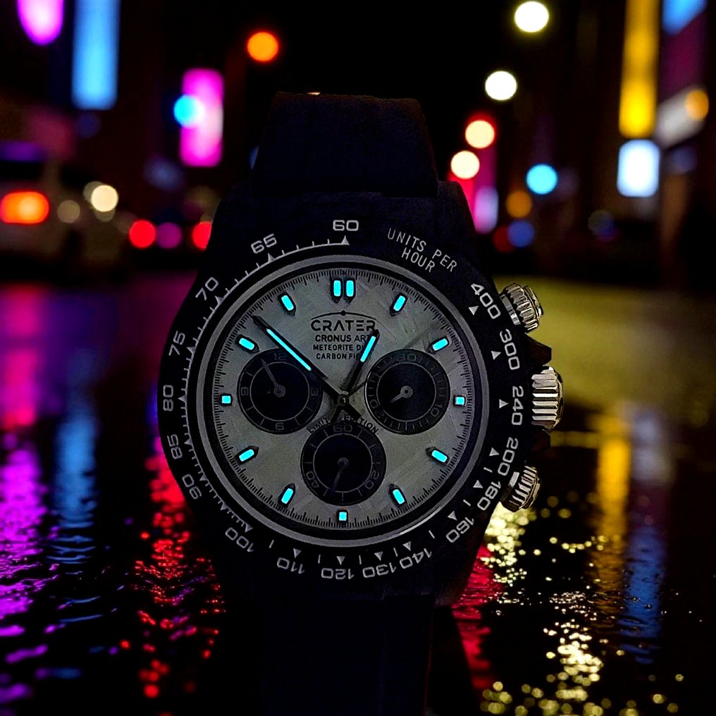 Orologio di lusso in meteorite di ferro. Movimento meccanico / Cassa in carbonio / Vetro in cristallo di zaffiro. - 75 g #3.2