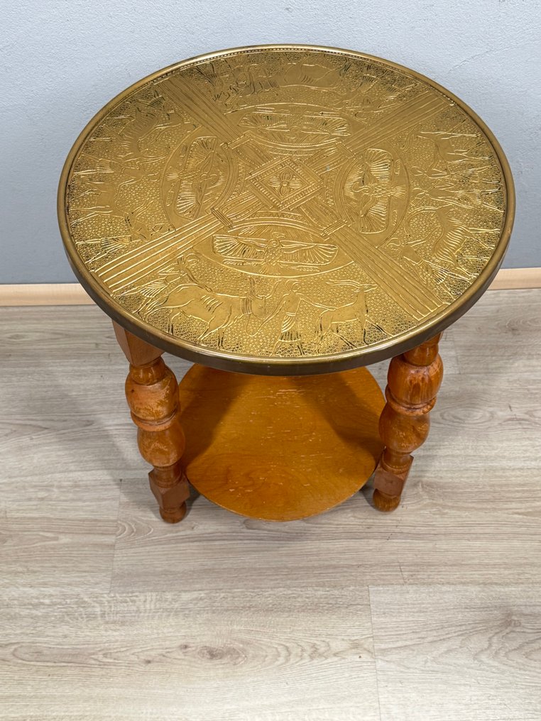 Rokers- of bijzettafel met koperen blad - Side table - Wood, Copper #3.2
