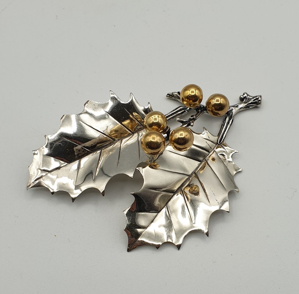 Arezzo - Agrifoglio natalizio in Argento 925 e Vermeil - Statuetă - .925 argint, Placat #2.1