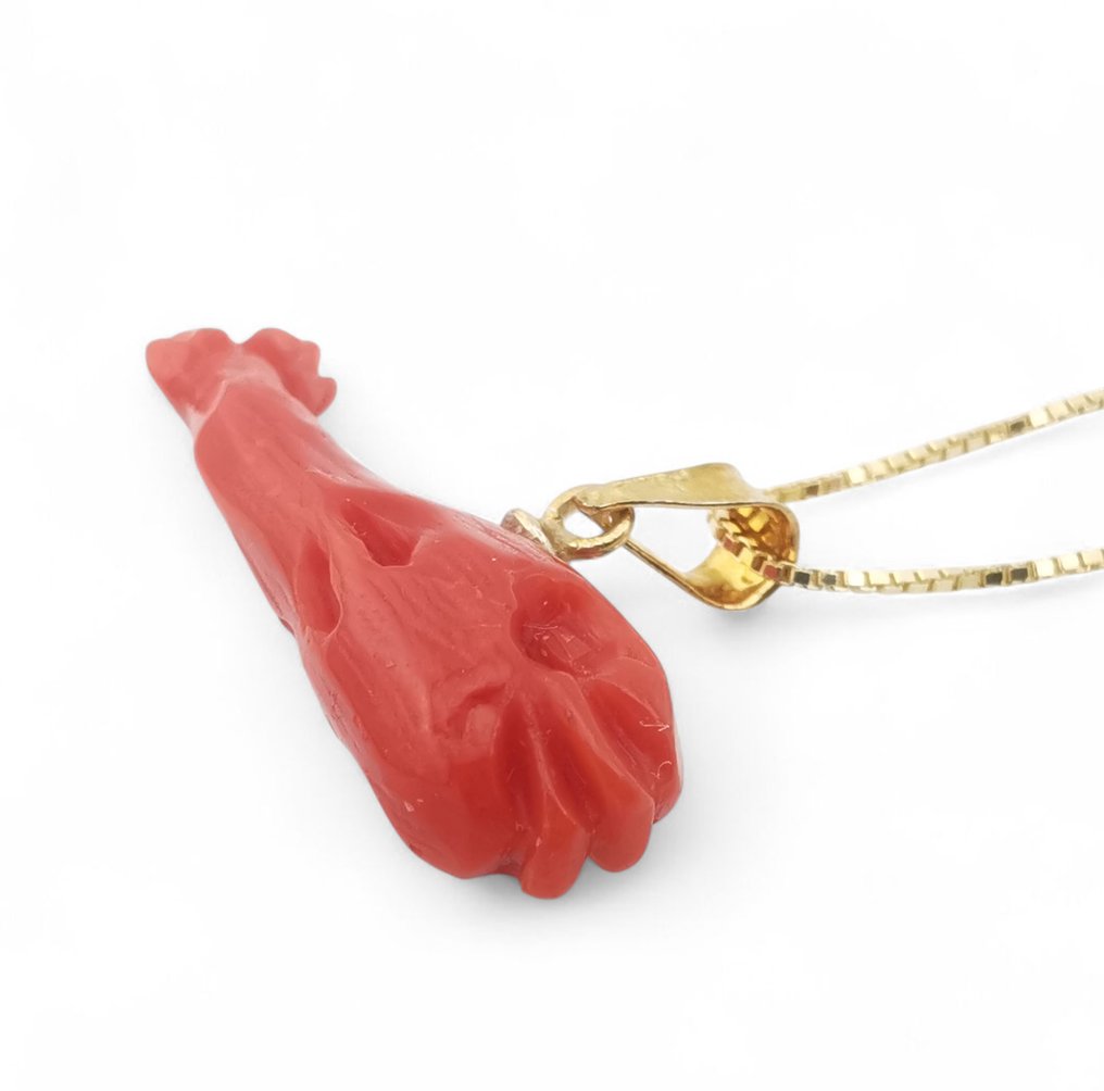 Corallo - Argento - Ciondolo - intagliato a mano #3.2