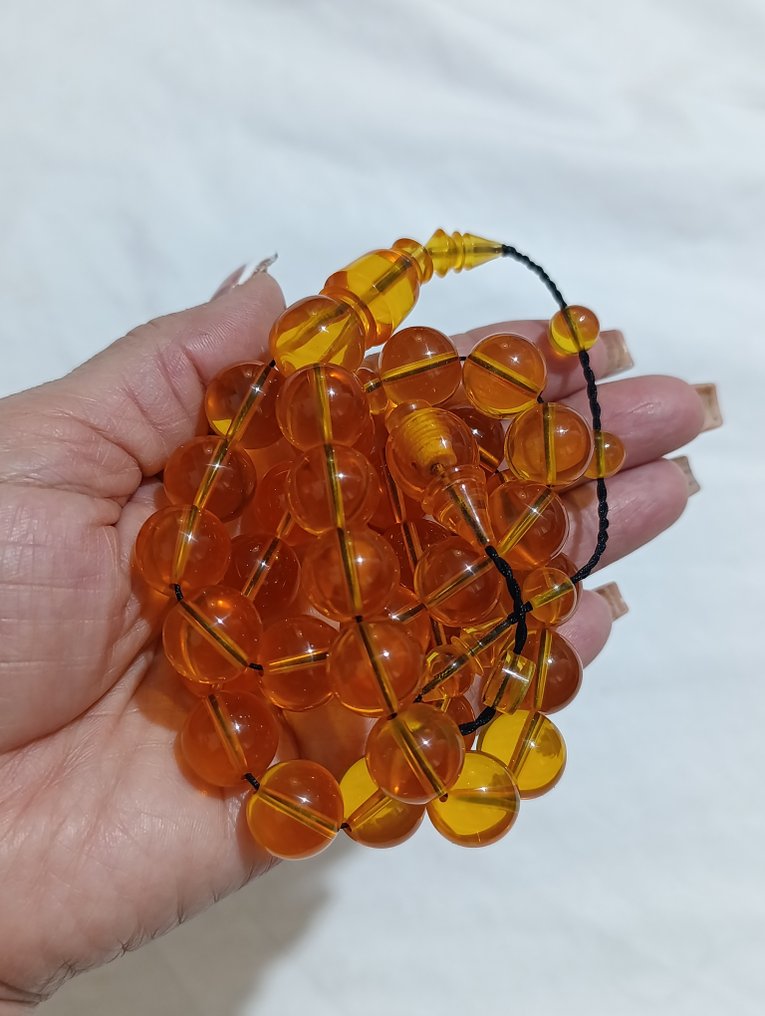 Terço - Âmbar - 1970-1980 - Rosário de Contas de Oração Raro #4.3