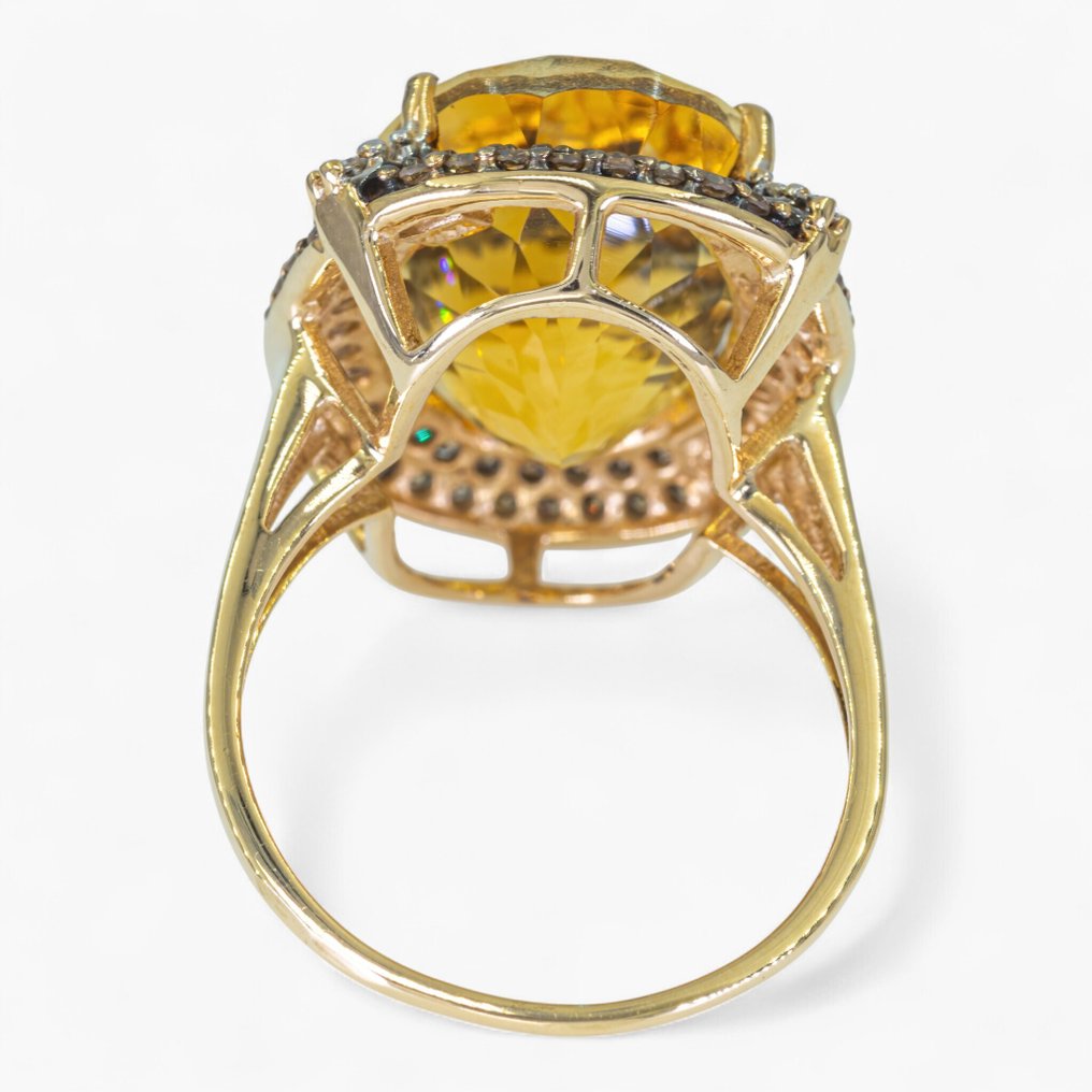 Ohne mindestpreis - Ring - 14 kt Gelbgold, IGI - 10.65ct. tw. Diamant (Natürlich) - Citrin #3.2
