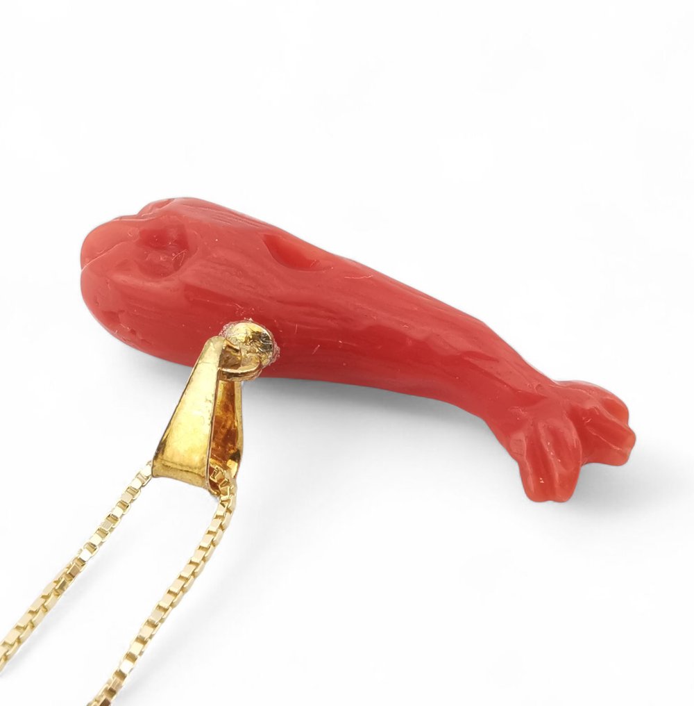 Corallo - Argento - Ciondolo - intagliato a mano #4.3