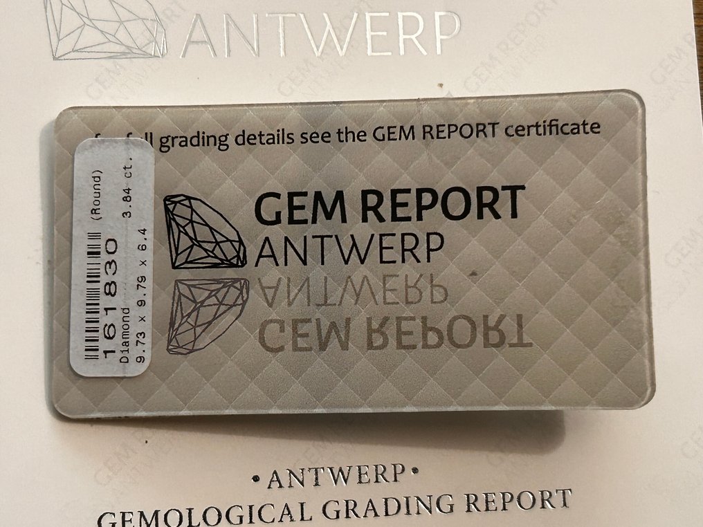 1 pcs Diamant  (Natürlich)  - 3.84 ct - Rund - I1 - Gem Report Antwerp (GRA) #4.3