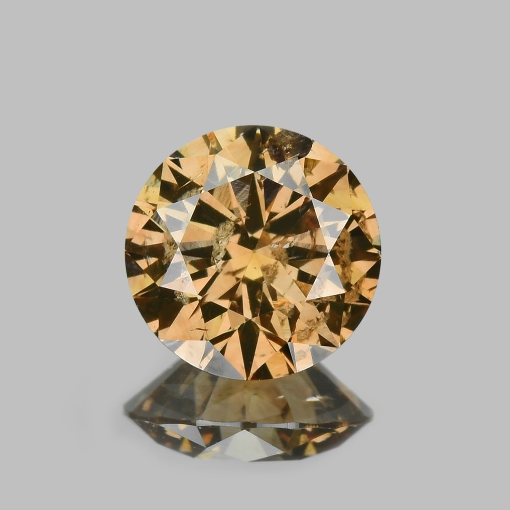 1 pcs Διαμάντι  (Φυσικού χρώματος)  - 0.51 ct - Στρογγυλό - Fancy intense Καφέ - I1 - Antwerp Laboratory for Gemstone Testing (ALGT) #1.0
