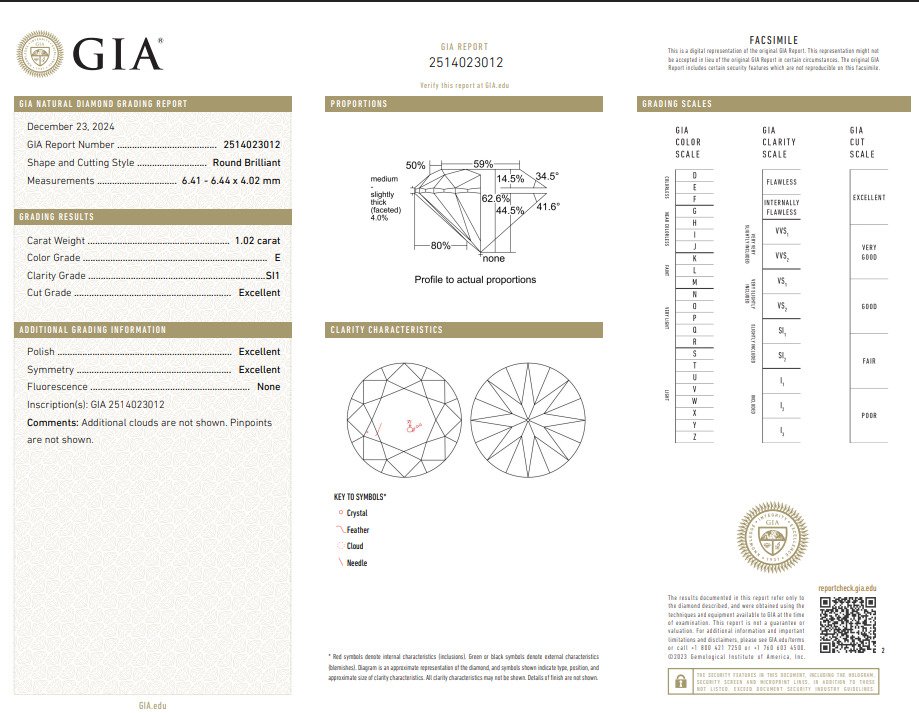 1 pcs Timantti  (Luonnollinen)  - 1.02 ct - Pyöreä - E - SI1 - Amerikan gemologinen instituutti (GIA) #2.1