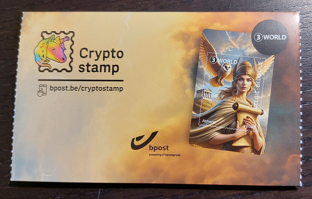 Belgien 2025 - Cryptozegel Athena - farve sort / grøn / blå #1.0