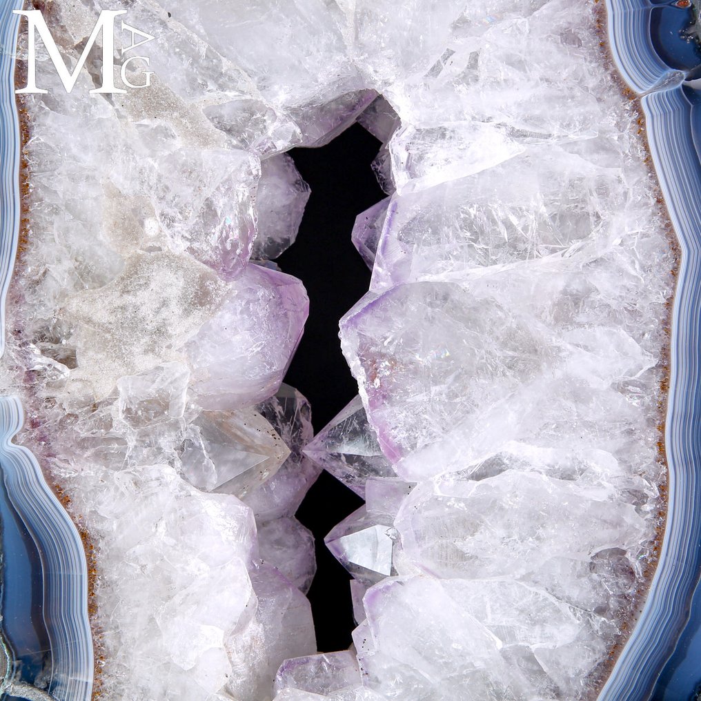 Φυσικό φεγγίτη απόθεμα από τη Βραζιλία. Αμέθυστος και μπλε αχάτης γεώδης - Ύψος: 477 mm - Πλάτος: 210 mm- 6557 g #3.2