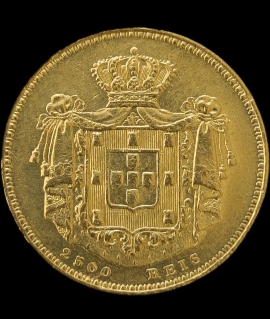 Portugal. D. Maria II (1834-1853). 2500 Reis (1/2 Coroa) 1851 #3.2