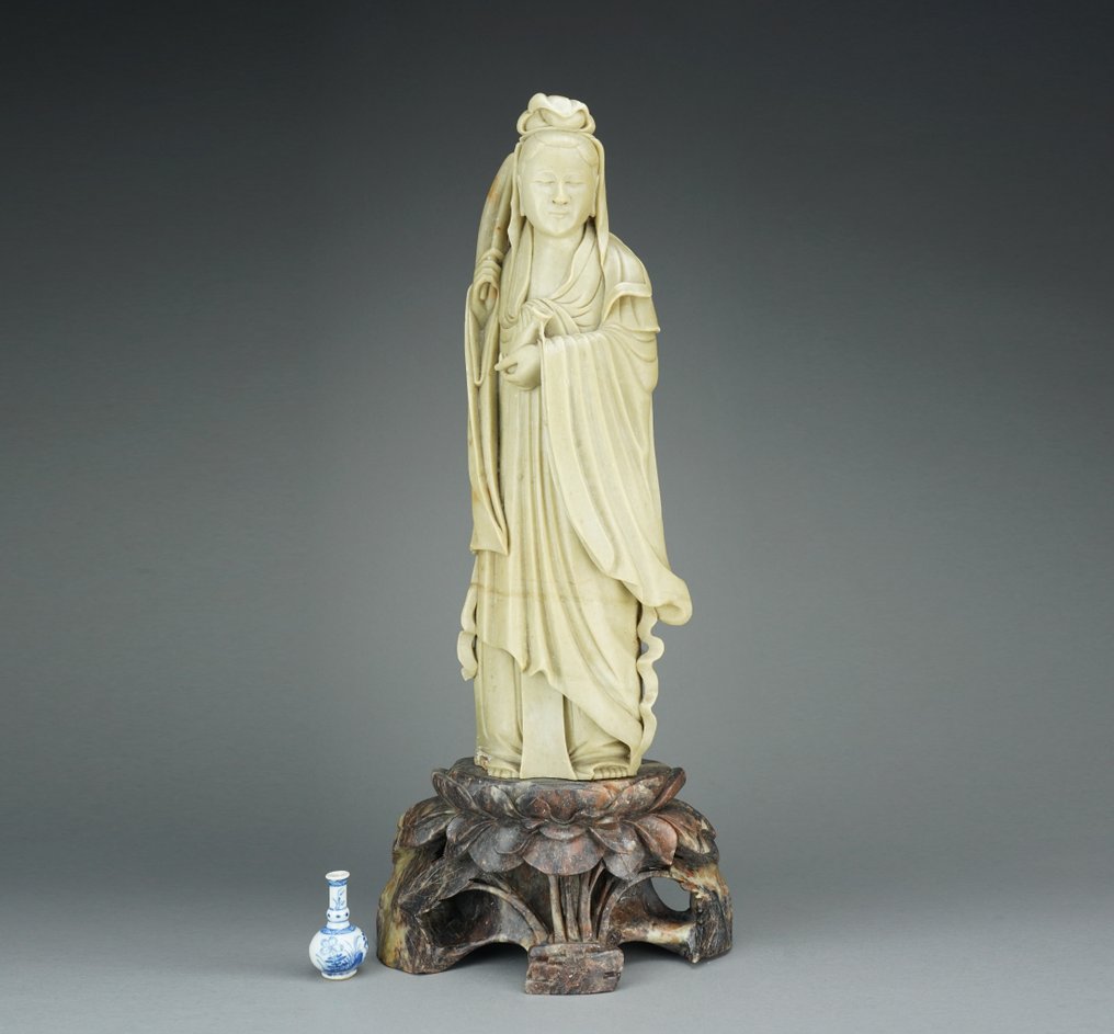 Bodhisattva Guanyin - Fedtsten - 51 CM - Kina - Qing-dynastiet (1644-1911) #1.0