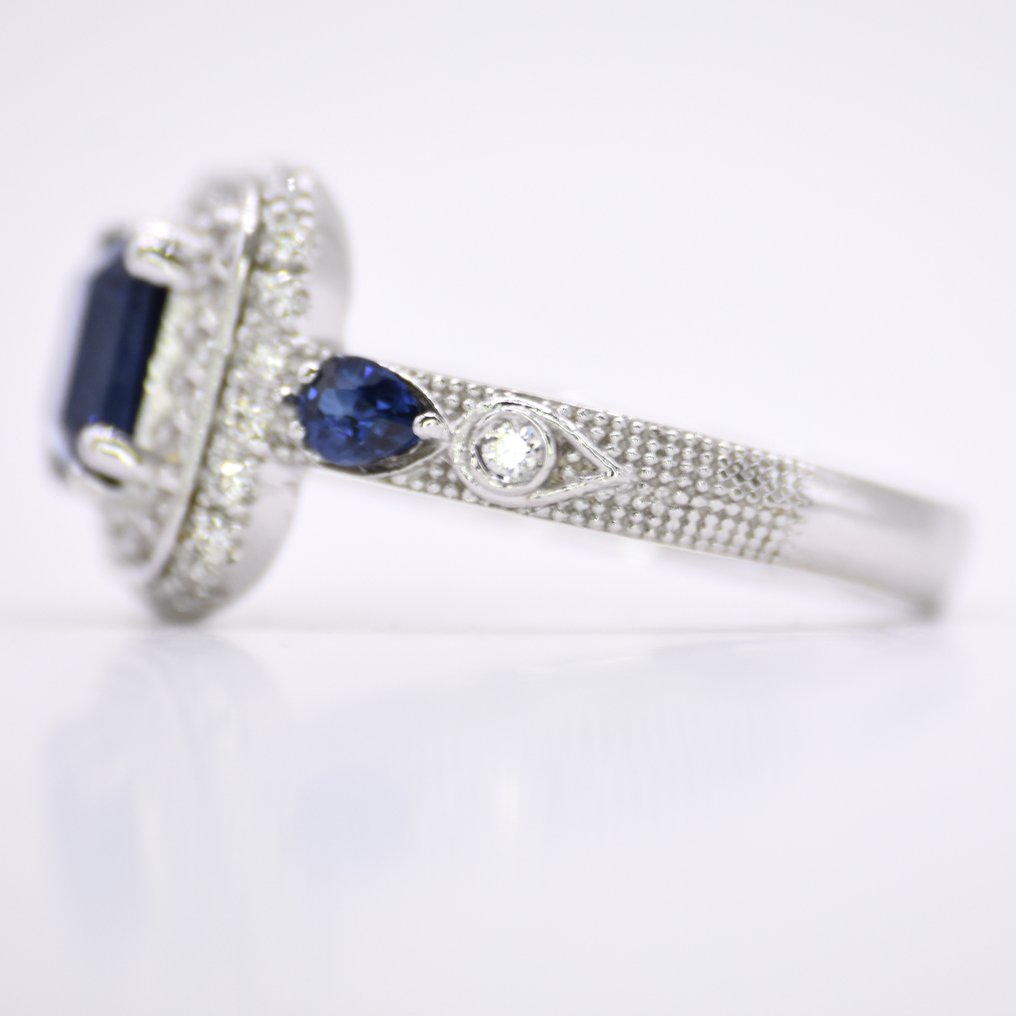 Nincs minimálár - Gyűrű - 18 kt. Fehér arany - 3.00ct. tw. Gyémánt (Természetes) - Zafír - Queen Sapphire #3.2